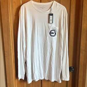 Vineyard Vines Men's White Long Sleeve Tee with Logo 3XT